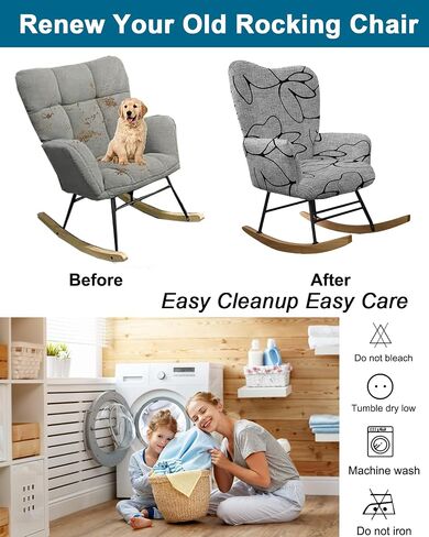 CRFATOP Printed 1 PC Nursery Rocking Chair Recliner Covers Upholstered Glider Rocker Banquet Armchair Slipcover Stretch Accent Chairs Furniture Protector for Living Room Bedroom Offices,A04 in Saudi Arabia