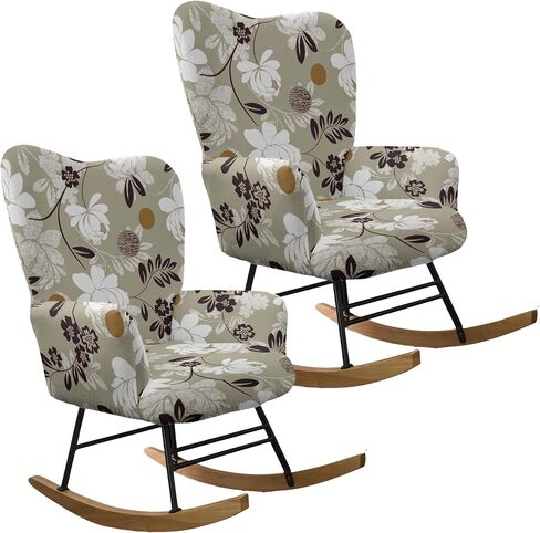 CRFATOP Printed 1 PC Nursery Rocking Chair Recliner Covers Upholstered Glider Rocker Banquet Armchair Slipcover Stretch Accent Chairs Furniture Protector for Living Room Bedroom Offices,A04 in Saudi Arabia