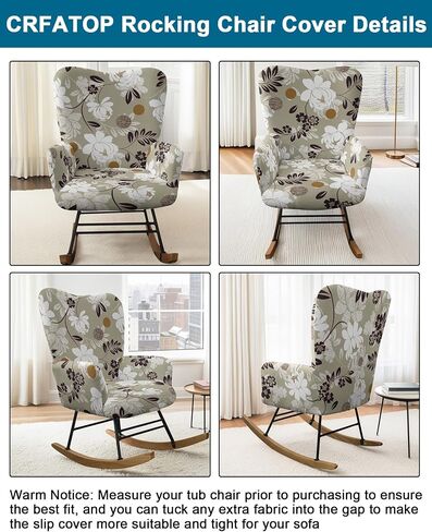 CRFATOP Printed 1 PC Nursery Rocking Chair Recliner Covers Upholstered Glider Rocker Banquet Armchair Slipcover Stretch Accent Chairs Furniture Protector for Living Room Bedroom Offices,A04 in Saudi Arabia