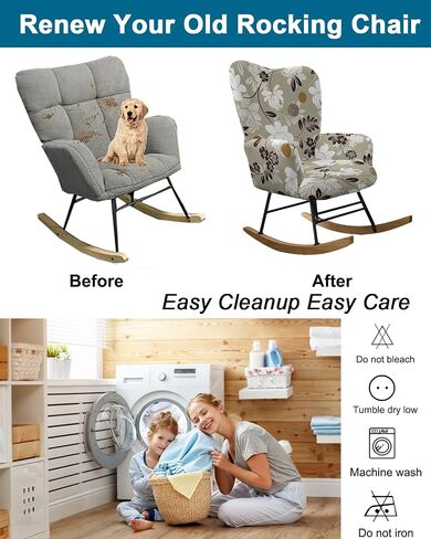 CRFATOP Printed 1 PC Nursery Rocking Chair Recliner Covers Upholstered Glider Rocker Banquet Armchair Slipcover Stretch Accent Chairs Furniture Protector for Living Room Bedroom Offices,A04 in Saudi Arabia