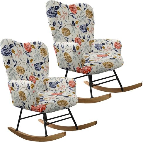 CRFATOP Printed 1 PC Nursery Rocking Chair Recliner Covers Upholstered Glider Rocker Banquet Armchair Slipcover Stretch Accent Chairs Furniture Protector for Living Room Bedroom Offices,A04 in Saudi Arabia