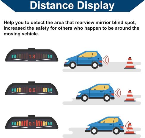 Car Auto Vehicle Reverse Backup Radar System LED Distance Display Reverse Parking Sensors Distance Detection 4 Parking Sensors White in Saudi Arabia