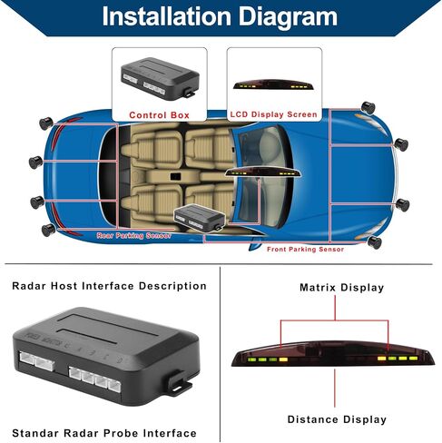 Car Auto Vehicle Reverse Backup Radar System LED Distance Display Reverse Parking Sensors Distance Detection 4 Parking Sensors White in Saudi Arabia