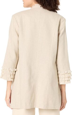 MULTIPLES Women's Three Quarters Sleeve Stand Collar Double Button Lined Jacket in Saudi Arabia
