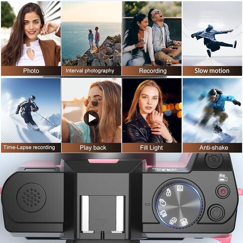 Digital Cameras for Photography 13MP Travel Photography & YouTube Vlogging Camera with Digital Zoom, Includes 32GB SD Card and Wide Angle Macro Lens-S100-WM-PK-vine3 in Saudi Arabia