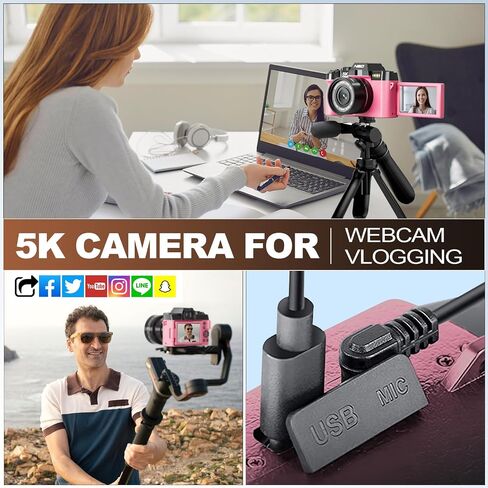 Digital Cameras for Photography 13MP Travel Photography & YouTube Vlogging Camera with Digital Zoom, Includes 32GB SD Card and Wide Angle Macro Lens-S100-WM-PK-vine3 in Saudi Arabia
