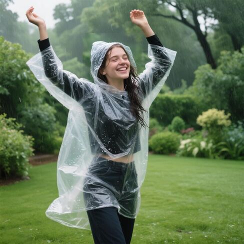 50 Pack Disposable Rain Ponchos with Hood, Emergency Waterproof Raincoat for Adult Raincoats Ponchos Family Pack for Camping Hiking Sport Outdoors Homeless Care (White) in Saudi Arabia
