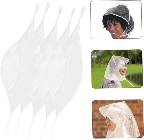 Bestyash 5pcs غطاء محرك السيارة الشفاف للشعر مقاوم للرياح قبعة المطر القابلة لإعادة الاستخدام الغطاء المطر الصافي للنساء الأولاد والبنات والأنشطة في الهواء الطلق in Saudi Arabia