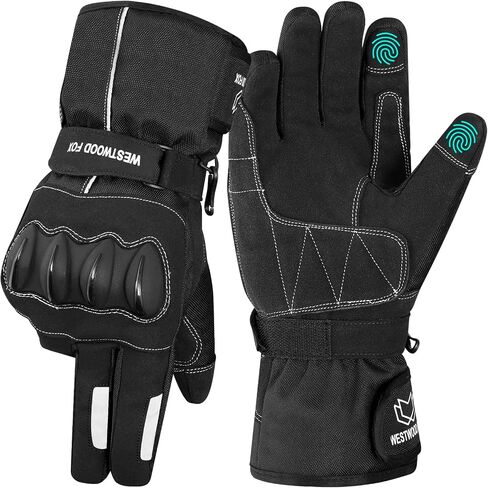 Motorbike Motorcycle Gloves, Men's Riding, Waterproof, Touchscreen, Black in Saudi Arabia