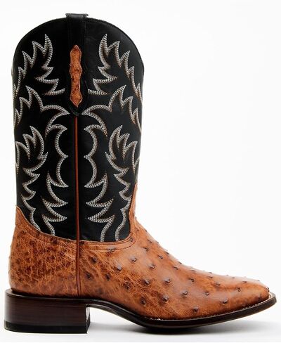 Cody James Men's Full Quill Cognac Ostrich Exotic Western Boot Broad Square Toe - Bbme-114 in Saudi Arabia