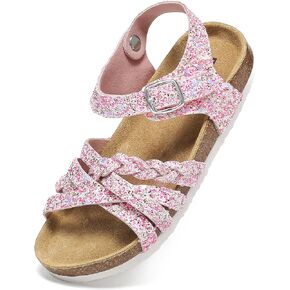 XTJSCBDSH Girls Boys Boys with Cork Footbed Footble Admable Buckle Strap Sandals with Back Strap Open Open Slides Summer Summer Summer for Big Kids in Kuwait