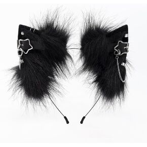 Handmade Cat Ears Headband Adjustable Animal Furry Ear Animal Headband Fox Wolf Ear for Cosplay Halloween in Saudi Arabia