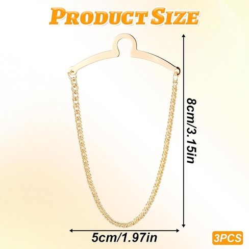 3 Packs Tie Chain Clip Fashion Necktie Chains Mens Suits Neckties Vests Accessories Elegant Tie Pins Tacks with Ring Clasp for Men Trouser Business Wedding Wear (Gold + Silver + Black)​ in Saudi Arabia