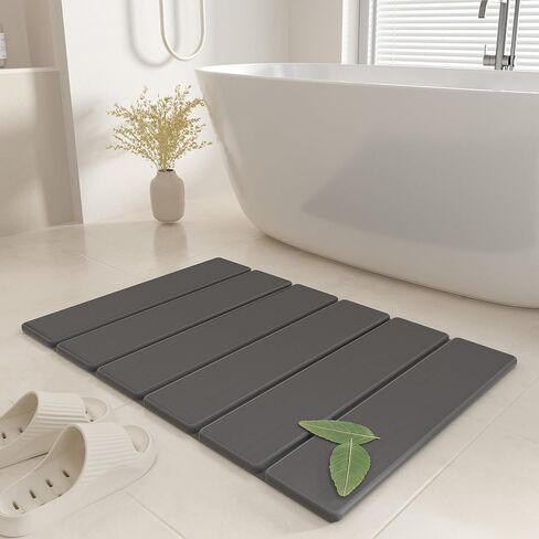حصيرة الحجر الحجري - حصيرة حمام دياتوميت قابلة للطي ، 23.81 × 15.35 "، غير قابلة للانزلاق ، أو الماصة الفائقة ، حصيرة حمام تجفيف سريع | in Kuwait