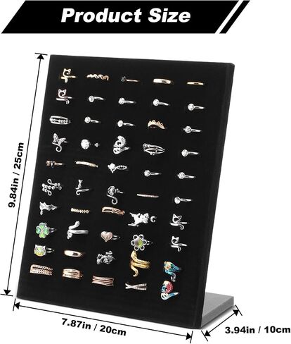 4 PCS Black Velvet Ring Ring Stand ، 50 Slots Lapted Organizer Tracher Tracher لبيع الأقطاب خواتم البيع بالتجزئة المنزلية in Kuwait