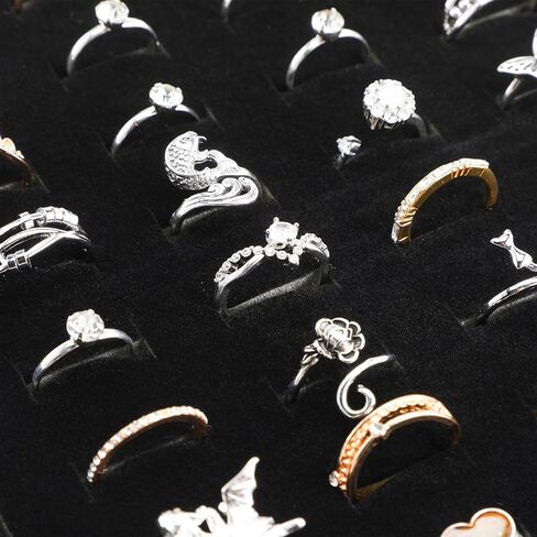 4 PCS Black Velvet Ring Ring Stand ، 50 Slots Lapted Organizer Tracher Tracher لبيع الأقطاب خواتم البيع بالتجزئة المنزلية in Kuwait
