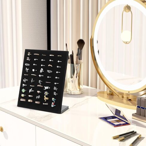 4 PCS Black Velvet Ring Ring Stand ، 50 Slots Lapted Organizer Tracher Tracher لبيع الأقطاب خواتم البيع بالتجزئة المنزلية in Kuwait