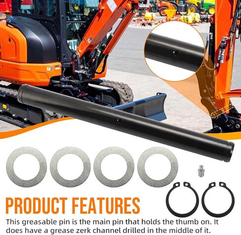 AUTOVIC Greasable Main Thumb Pin Kit 35MM Diameter for KUBOTA Excavator KX033-4 KX040-4 U35 Replace 77700-00482 70091-00167 in Saudi Arabia