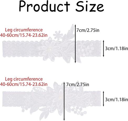 2pcs مجموعة الزفاف مجموعة للعروس ، حزام الفخذ الأبيض رباط سطوع ناعم الدانتيل إكسسوارات الزفاف لمستلزمات الزفاف in Saudi Arabia