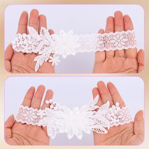 2pcs مجموعة الزفاف مجموعة للعروس ، حزام الفخذ الأبيض رباط سطوع ناعم الدانتيل إكسسوارات الزفاف لمستلزمات الزفاف in Saudi Arabia