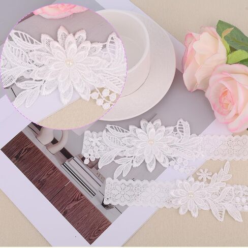 2pcs مجموعة الزفاف مجموعة للعروس ، حزام الفخذ الأبيض رباط سطوع ناعم الدانتيل إكسسوارات الزفاف لمستلزمات الزفاف in Saudi Arabia