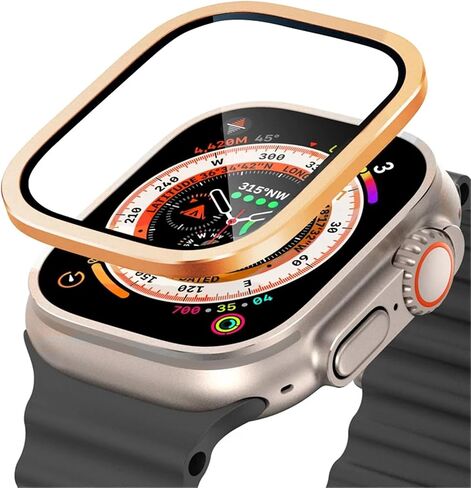 زجاج مقسّر لـ Apple Watch Ultra 49mm Metal Frame Frame Anti-Scratch Film for Series Ultra 2 Screen Protectors in Kuwait