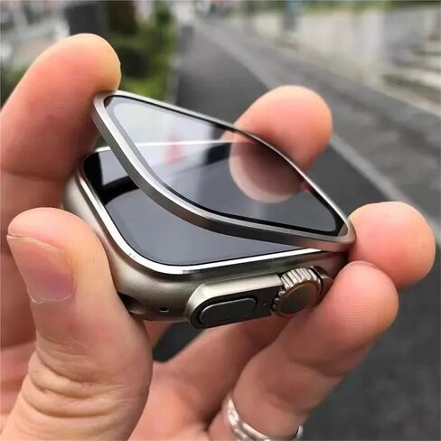 Tempered Glass For Apple Watch Ultra 49mm Titanium Metal Frame Anti-Scratch Film For Series Ultra 2 Screen Protector Accessories in Saudi Arabia