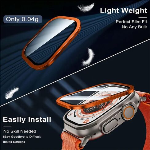 Tempered Glass For Apple Watch Ultra 49mm Titanium Metal Frame Anti-Scratch Film For Series Ultra 2 Screen Protector Accessories in Saudi Arabia