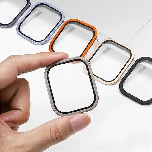 Tempered Glass For Apple Watch Ultra 49mm Titanium Metal Frame Anti-Scratch Film For Series Ultra 2 Screen Protector Accessories in Saudi Arabia