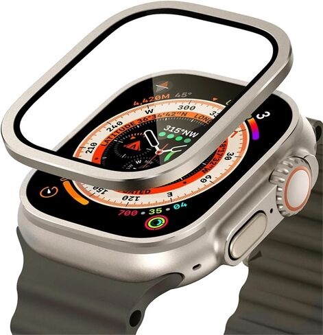 زجاج مقسّر لـ Apple Watch Ultra 49mm Metal Frame Frame Anti-Scratch Film for Series Ultra 2 Screen Protectors in Kuwait