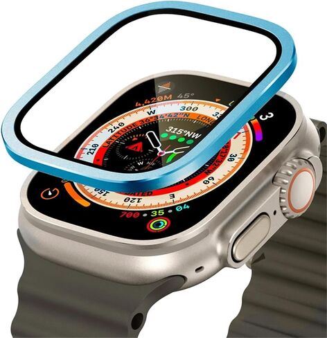 زجاج مقسّر لـ Apple Watch Ultra 49mm Metal Frame Frame Anti-Scratch Film for Series Ultra 2 Screen Protectors in Kuwait