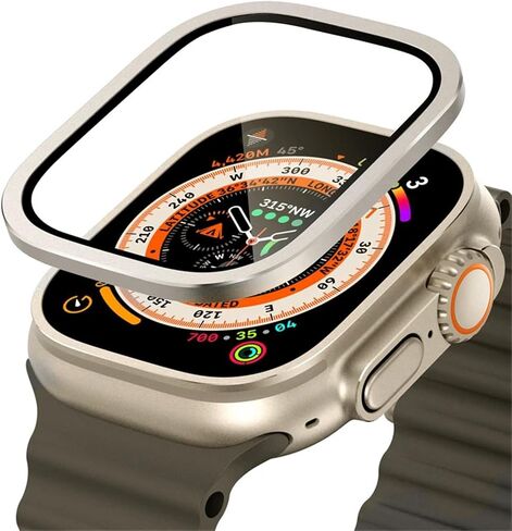زجاج مقسّر لـ Apple Watch Ultra 49mm Metal Frame Frame Anti-Scratch Film for Series Ultra 2 Screen Protectors in Kuwait