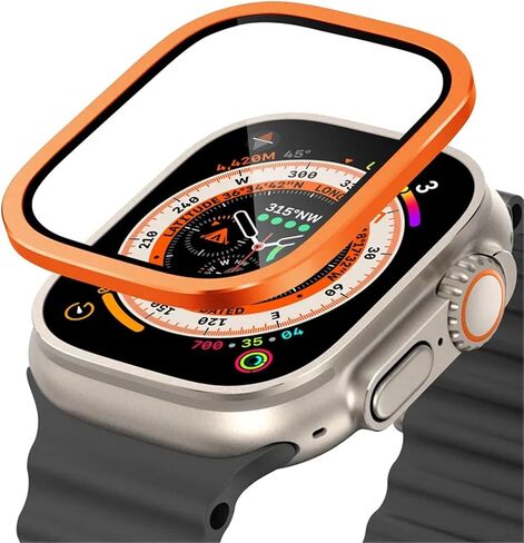 زجاج مقسّر لـ Apple Watch Ultra 49mm Metal Frame Frame Anti-Scratch Film for Series Ultra 2 Screen Protectors in Kuwait