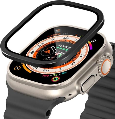 زجاج مقسّر لـ Apple Watch Ultra 49mm Metal Frame Frame Anti-Scratch Film for Series Ultra 2 Screen Protectors in Kuwait