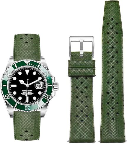 FKM Rubber Watch Bands Tropical Style Quick Release Fluororubber Watch Strap 18mm 20mm 22mm Universal Soft Breathable Durable Sporty FKM Rubber Replacement Band Strap for Men Women in Kuwait
