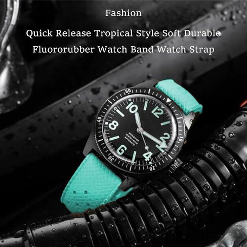 FKM Rubber Watch Bands Tropical Style Quick Release Fluororubber Watch Strap 18mm 20mm 22mm Universal Soft Breathable Durable Sporty FKM Rubber Replacement Band Strap for Men Women in Kuwait