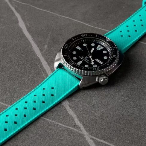 FKM Rubber Watch Bands Tropical Style Quick Release Fluororubber Watch Strap 18mm 20mm 22mm Universal Soft Breathable Durable Sporty FKM Rubber Replacement Band Strap for Men Women in Kuwait