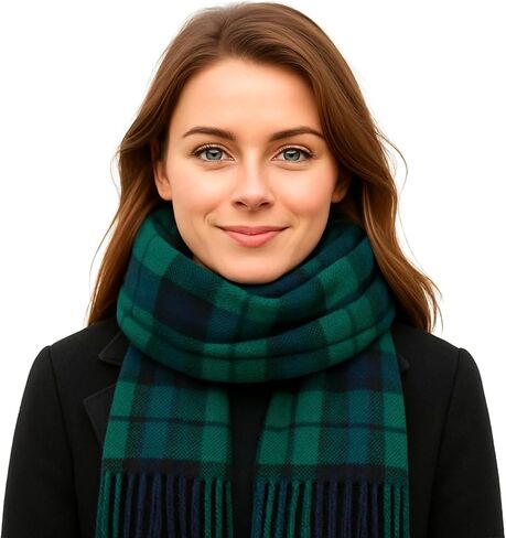 Biddy Murphy Fine 100% Irish Lambswool Plaid Scarf, Soft & Warm, Celtic Tartan Check, Imported in Kuwait