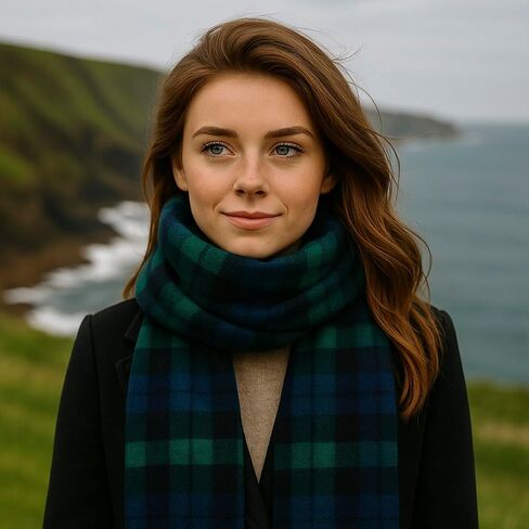 Biddy Murphy Fine 100% Irish Lambswool Plaid Scarf, Soft & Warm, Celtic Tartan Check, Imported in Kuwait