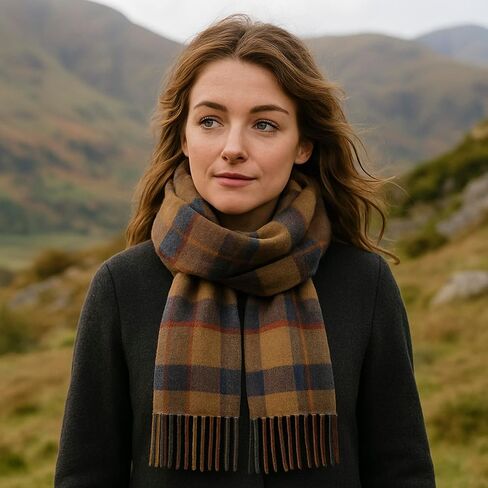 Biddy Murphy Fine 100% Irish Lambswool Plaid Scarf, Soft & Warm, Celtic Tartan Check, Imported in Kuwait