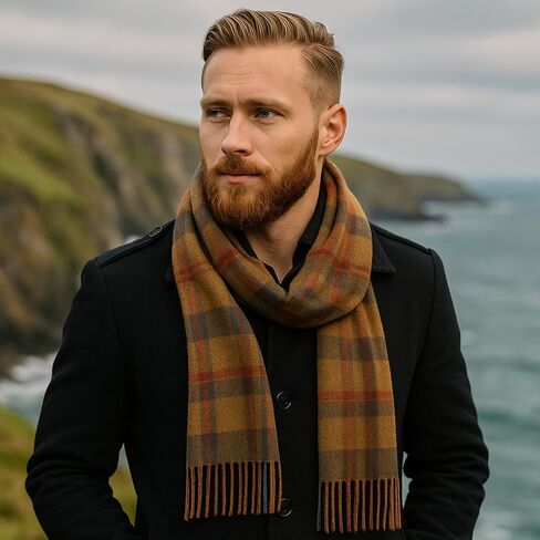 Biddy Murphy Fine 100% Irish Lambswool Plaid Scarf, Soft & Warm, Celtic Tartan Check, Imported in Kuwait