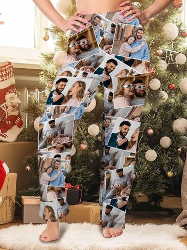 Custom Pajama Pants with Photo for Men Women Personalized Photo Funny Face Pj Bottoms Sleepwear Trousers Socks in Kuwait