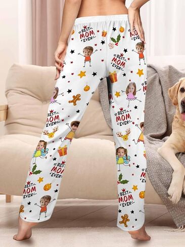 Custom Pajama Pants with Photo for Men Women Personalized Photo Funny Face Pj Bottoms Sleepwear Trousers Socks in Kuwait