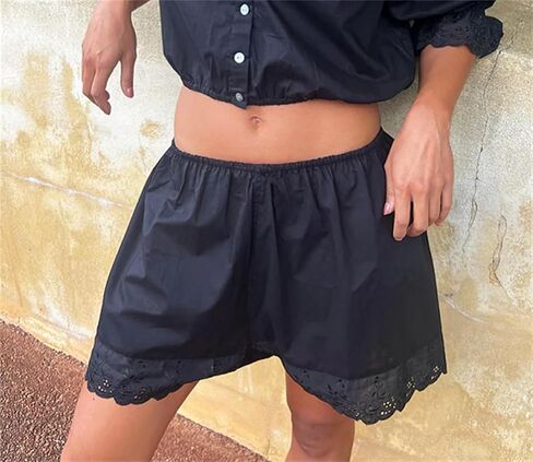 Women Floral Embroidered Mini Shorts Pajamas Bottoms Y2k Low Rise Cute Micro Boyshorts Boxer Shorts Party Outfits in Saudi Arabia