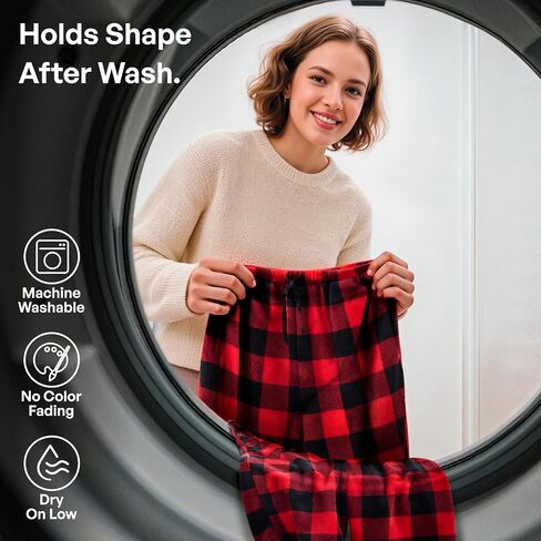 Giggling Getup Womens Pajama Pants Soft Flannel Fleece Pajama Bottoms Sleep & Lounge مع جيوب ورباط in Kuwait