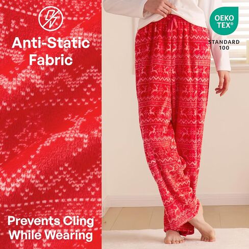 Giggling Getup Womens Pajama Pants Soft Flannel Fleece Pajama Bottoms Sleep & Lounge مع جيوب ورباط in Kuwait