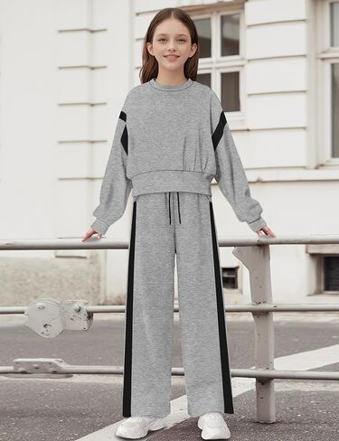 ملابس شلمو الفتيات شريط طويل الأكمام من النوع الثقيل من بلوزات أعلى الساق على عريض الساق الخريف شتاء 2 قطعة مجموعات مجموعات in Kuwait