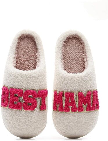 Cozy Fluffy Mama Slippers For Women Men Cute House Slippers Memory Foam Slippers Plush Bedroom Indoor Outdoor Shoes in Saudi Arabia