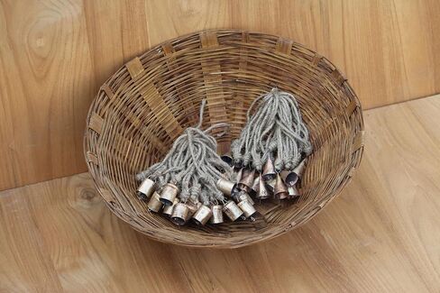 Handmade Rustic Lucky Hanging Bells on Rope, Tin XSmall Jingle Bell Cluster Set, Christmas Tree Bell Decoration (10, Cone & Cylinder) in Kuwait