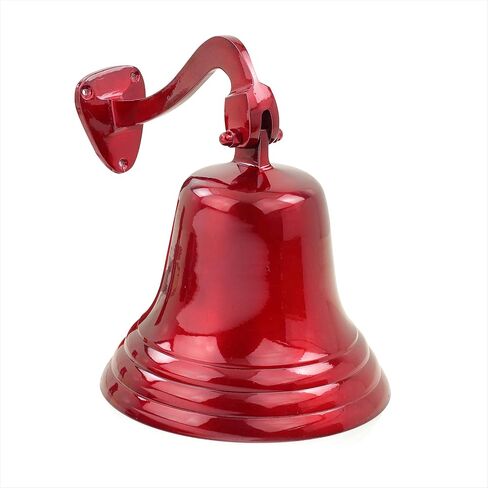 Old School Classic Brass Metal Finished Glossy Bell with Cotton Puller | Nautical Marine Decor Gifts (Blazing Red, 11 Inches) in Saudi Arabia